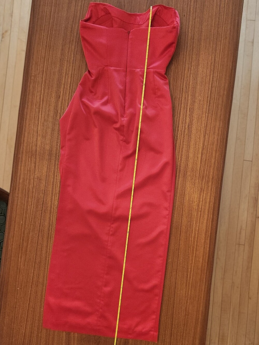 HOUSE OF CB Adrienne Satin Strapless Gown, Scarlet Red, Size M w/ Plus Cups - Picture 11 of 13